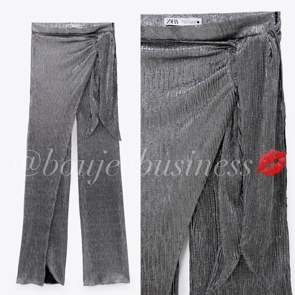 ZARA Sparkly Wrap Front Pants - Picture 6 of 6